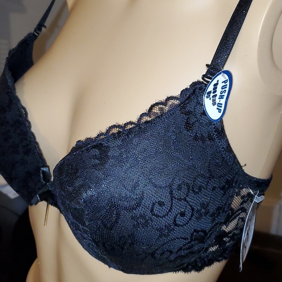NWT Inteco Intimates black lace push up bra 36 D - Picture 2 of 7
